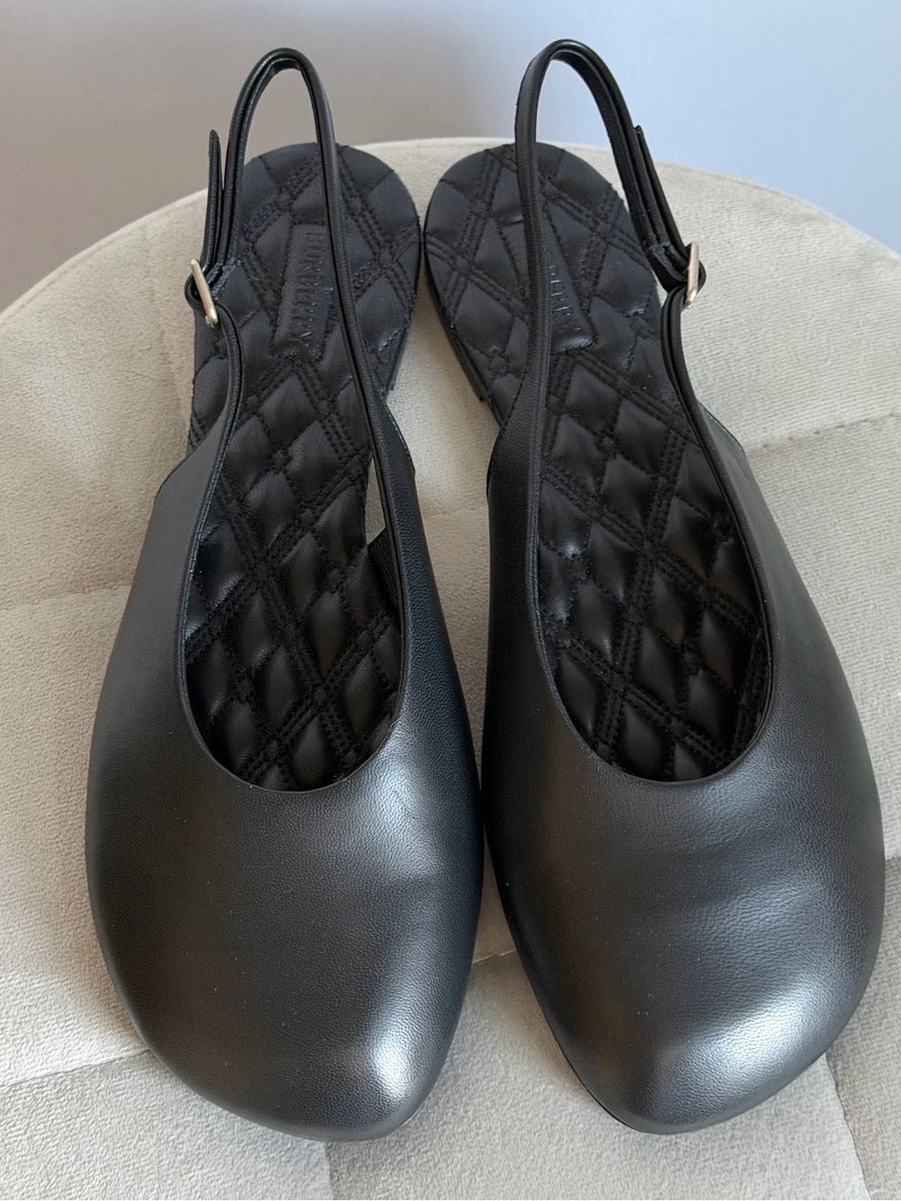 Burberry Leather Ballerina Slingback in Black